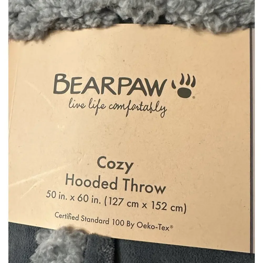 NEW‎ Bearpaw Cozy Hooded Faux Serpa Lined Throw Blanket 50